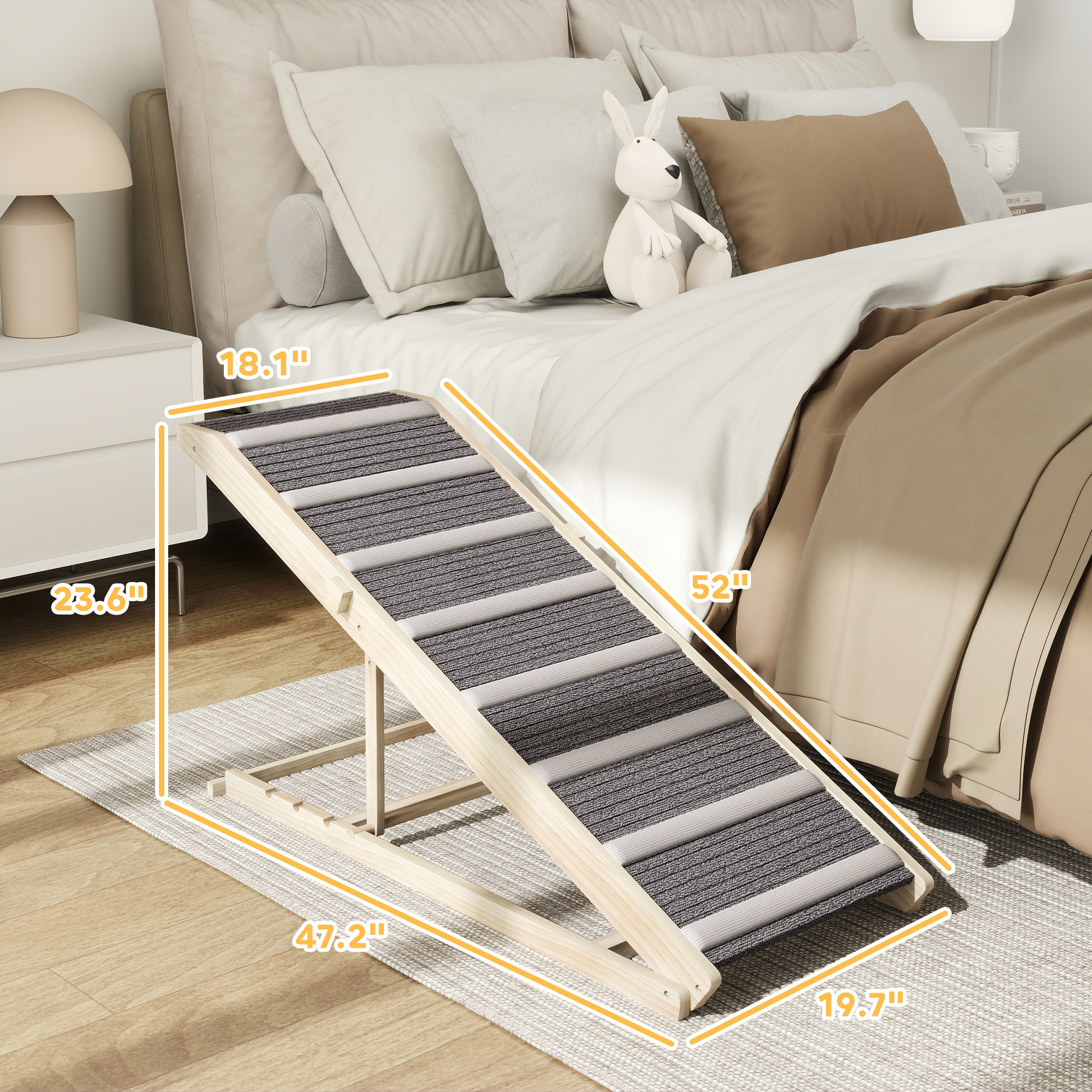 Paso para Sofá para Perros, Rampita Plegable para Pequeños y Grandes Caninos, 4 Alturas Ajustables desde 16" hasta 23.5" — imagen 8