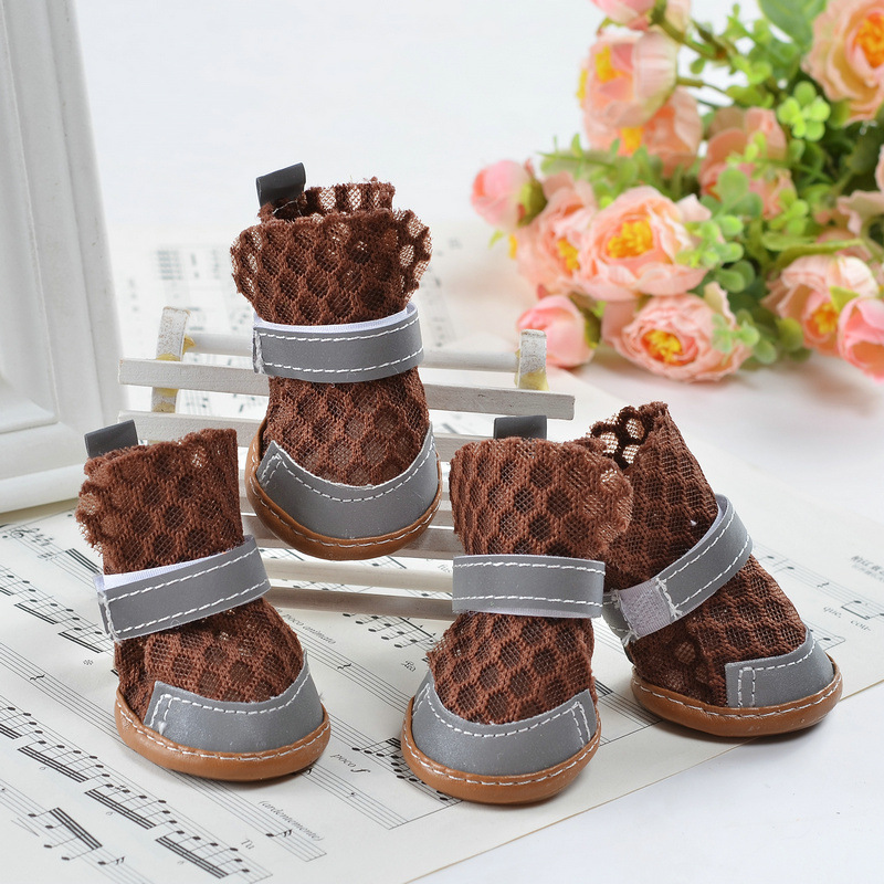 Summer Breathable Non-Slip Pet Shoes Reflective Mesh Hollowed Out Comfortable Than Bear Small Dog Foot Cover Dog Supplies — image 3