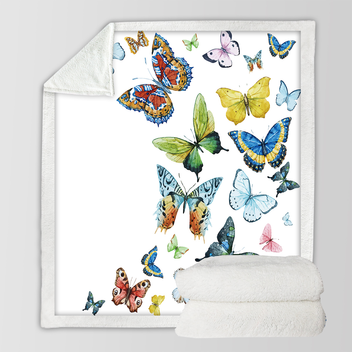 Colorful Butterfly Fluttering Printed Sherpa Fleece Blanket Soft Warm Air Conditioning Blanket For Adults Toddler Bedroom Decor Gifts 50x60 Inches 60x80 Inches — image 6