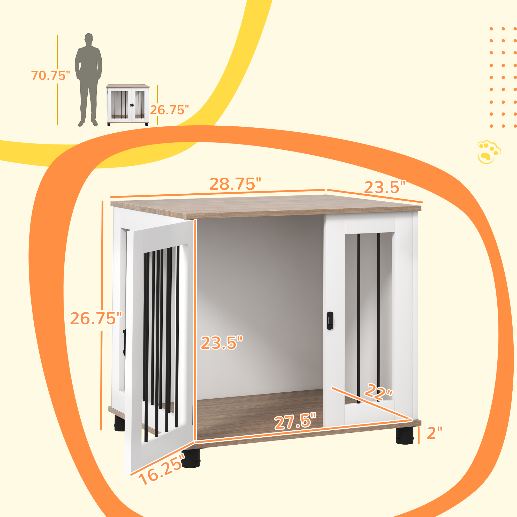 Mueble de Cárcel para Perros con Puerta Blindada, Para Canes Pequeños y Medianos, Madera de Nogal Marrón — imagen 2
