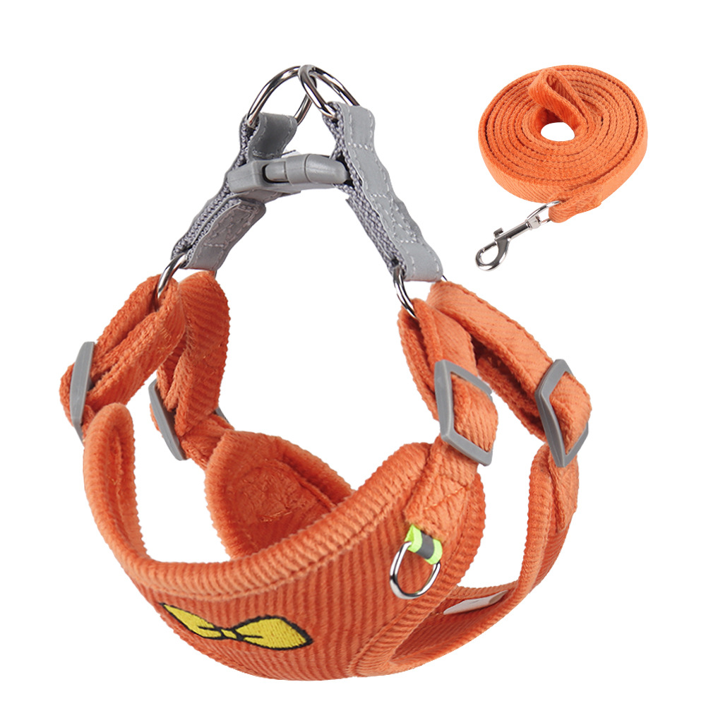 Dog Leash Embroidered Vest Puppy Strap Corduroy Pet Chest Strap Dog Leash — image 6