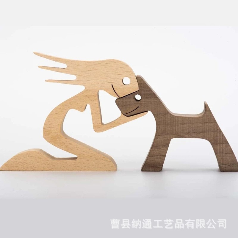 Wooden dog and family member ornaments animal decorations creative desktop decoration custom children toys — image 17