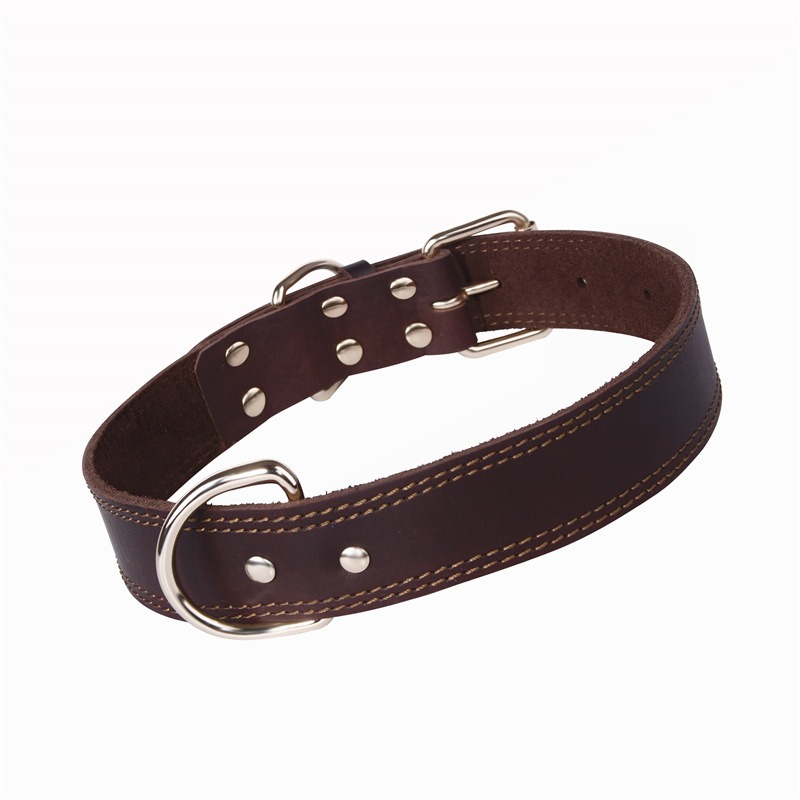 Collar de Cuero de Vacuno Vintage con Broche de Cobre Dorado para Perros Alemanes Sabuesos, Tamaño Medio y Grande — imagen 5