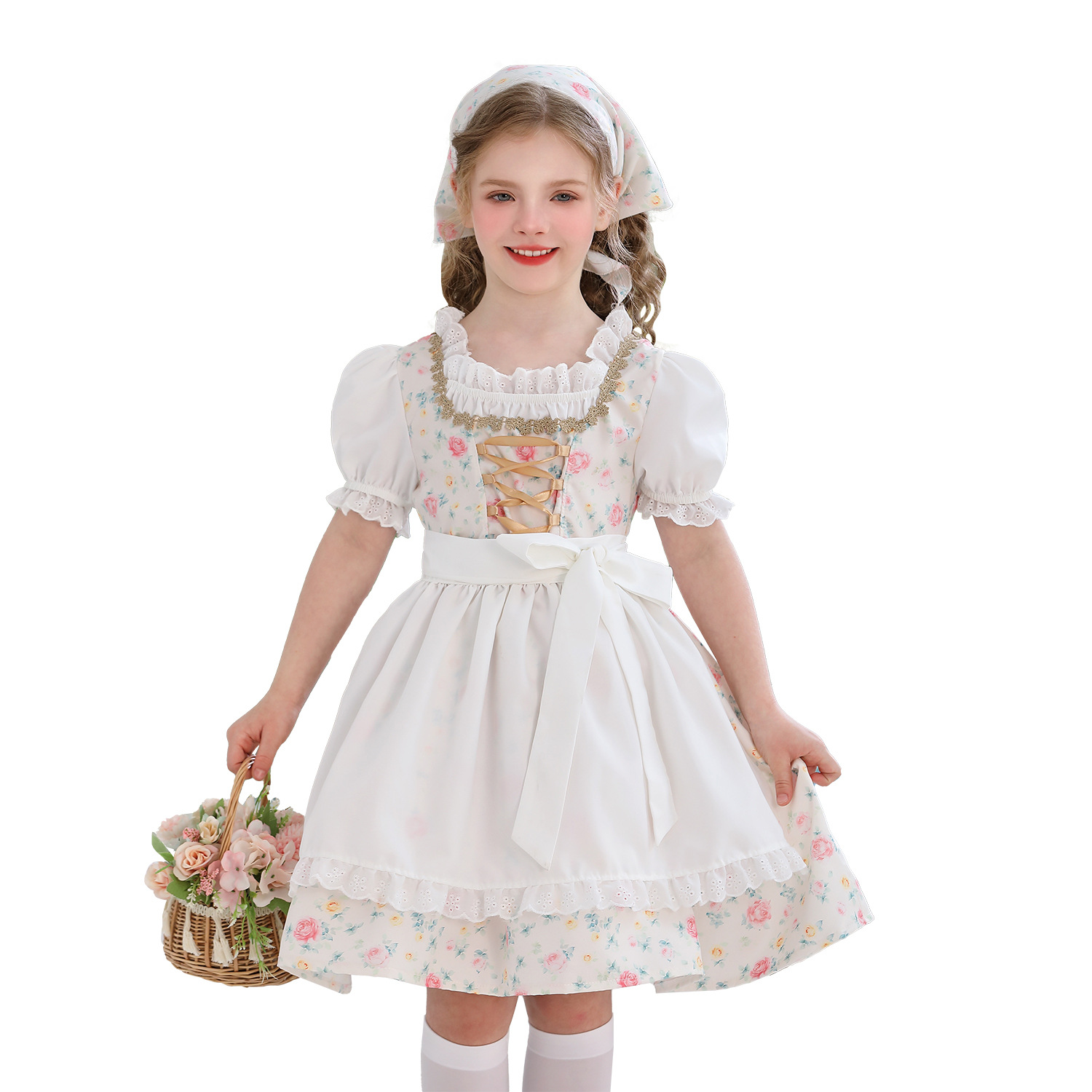 Rural Colonial Children's Clothing Beer Festival Maid Style Cottage Girl Lolita Farm Dirndl Dress — image 3