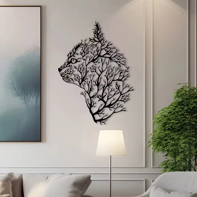 Arte de pared metálico de gato y árbol - Decoración minimalista para dormitorio, sala, oficina - Regalo perfecto para mudanza — imagen 3