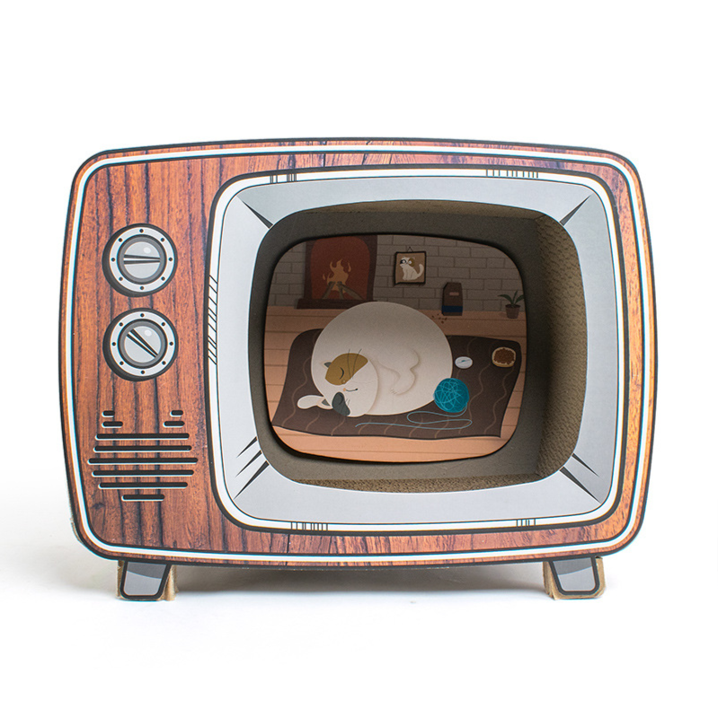 Tablero de Rasguñar para Gatos con Radio/Televisor - Casa de Rasguño para Felinos — imagen 5