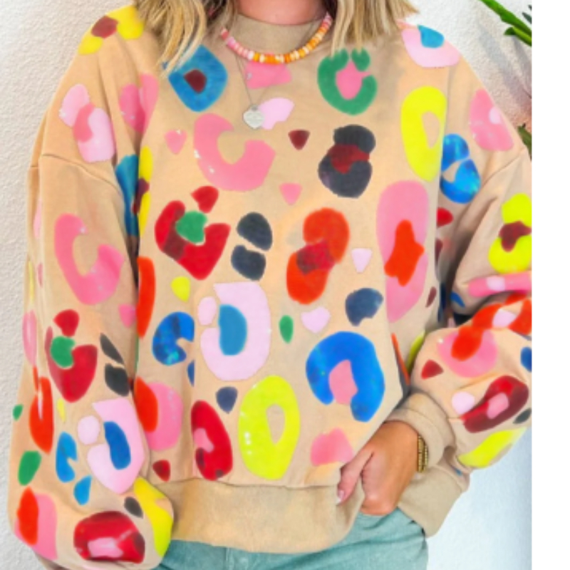 Sudadera con Manga Crew de Punto Leopardo de Invierno — imagen 3
