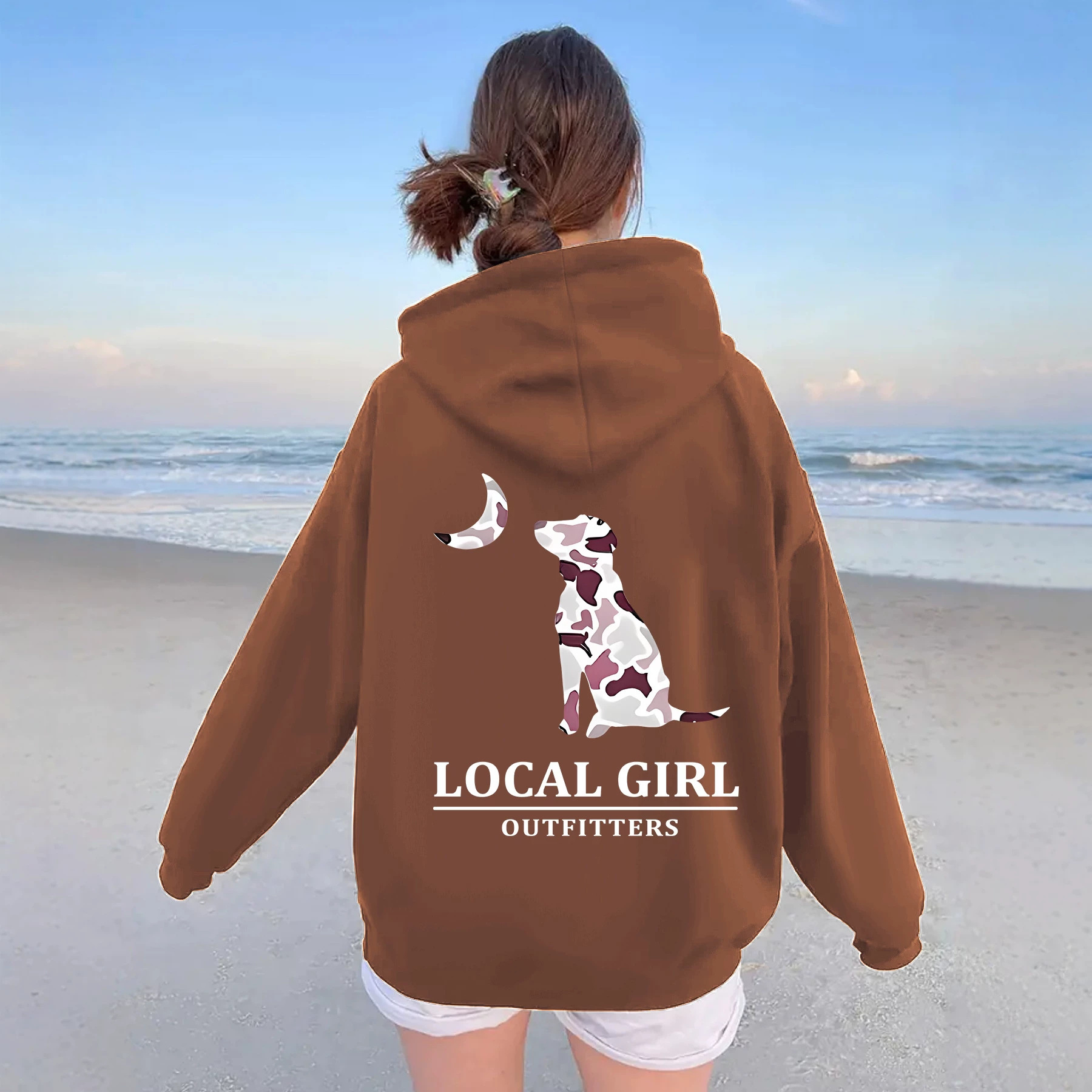 Camouflage puppy moon print hoodie — image 4