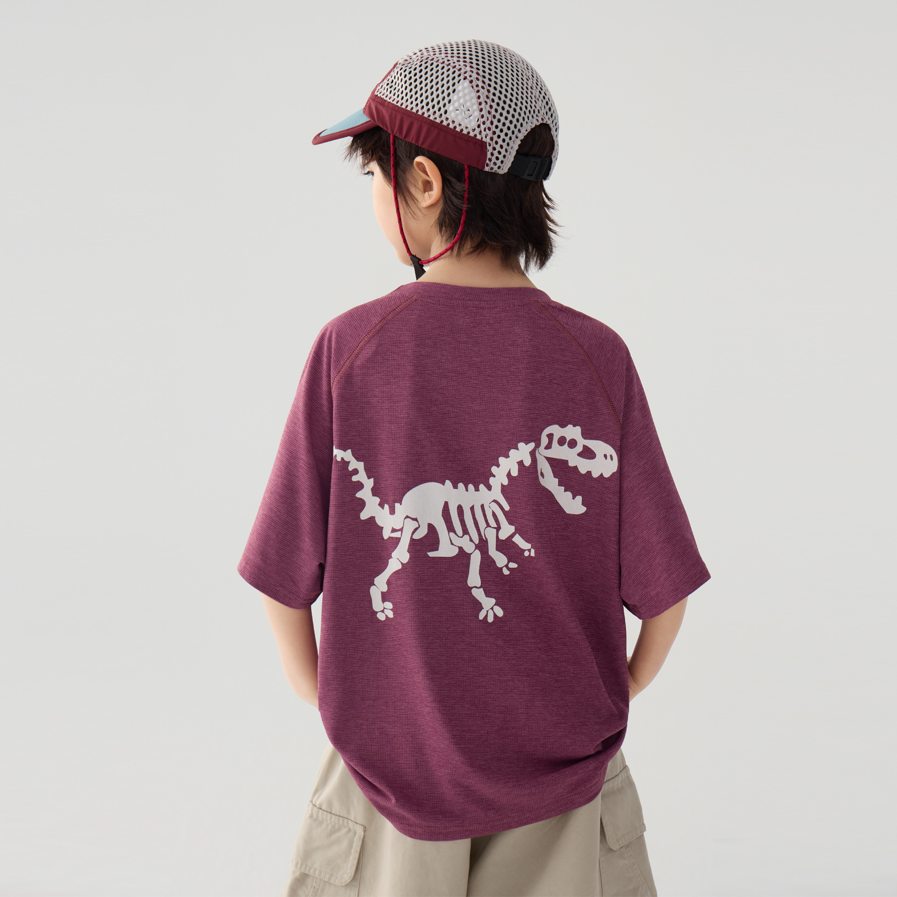 Cool Breathable Quick-Dry T-Shirt for Boys, Night Light Dinosaur Print — image 3