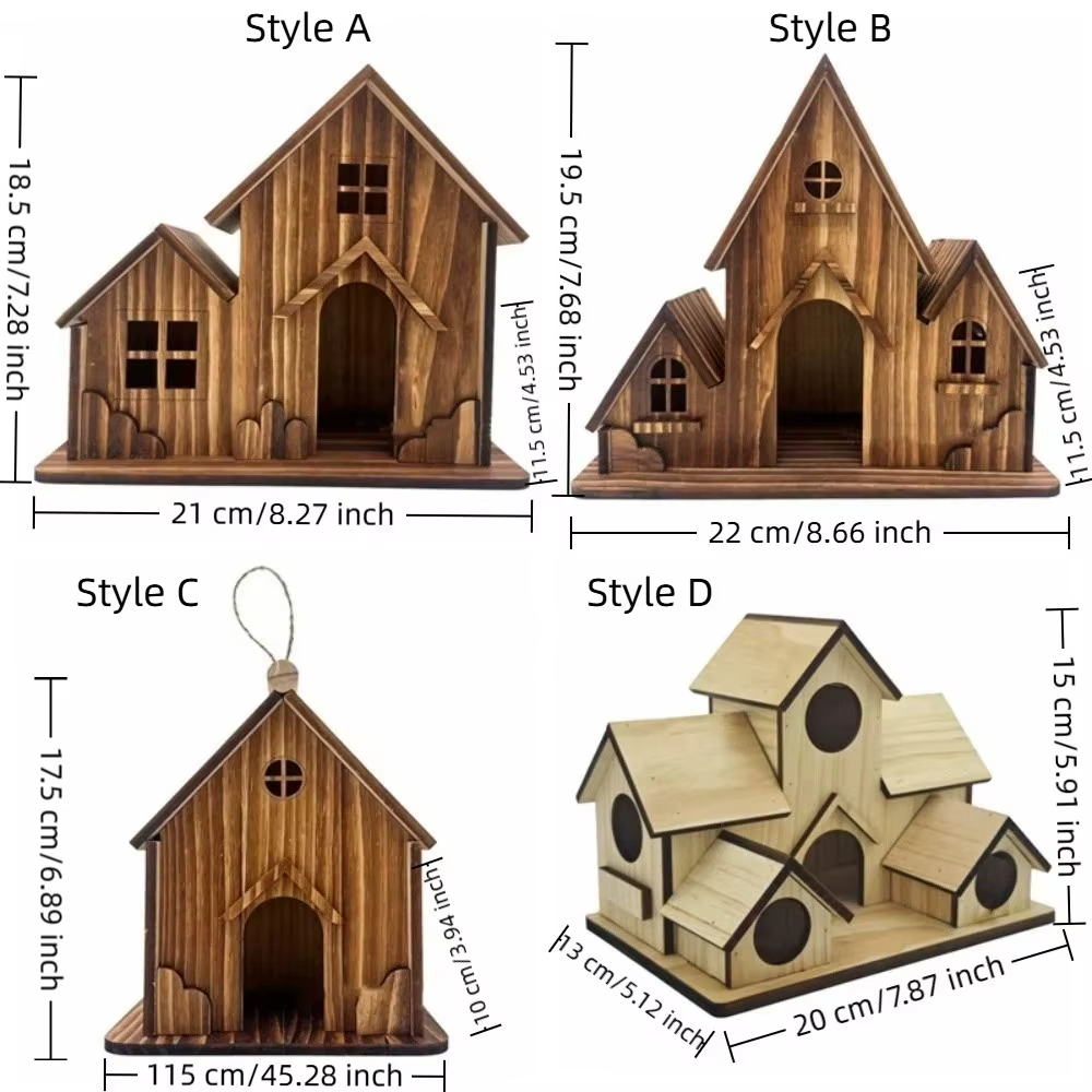 Bird Cages Rainproof Wooden Bird House Ventilation Decorative Hanging Birdhouse Handmade Hatching Nest Tree Balcony — image 6