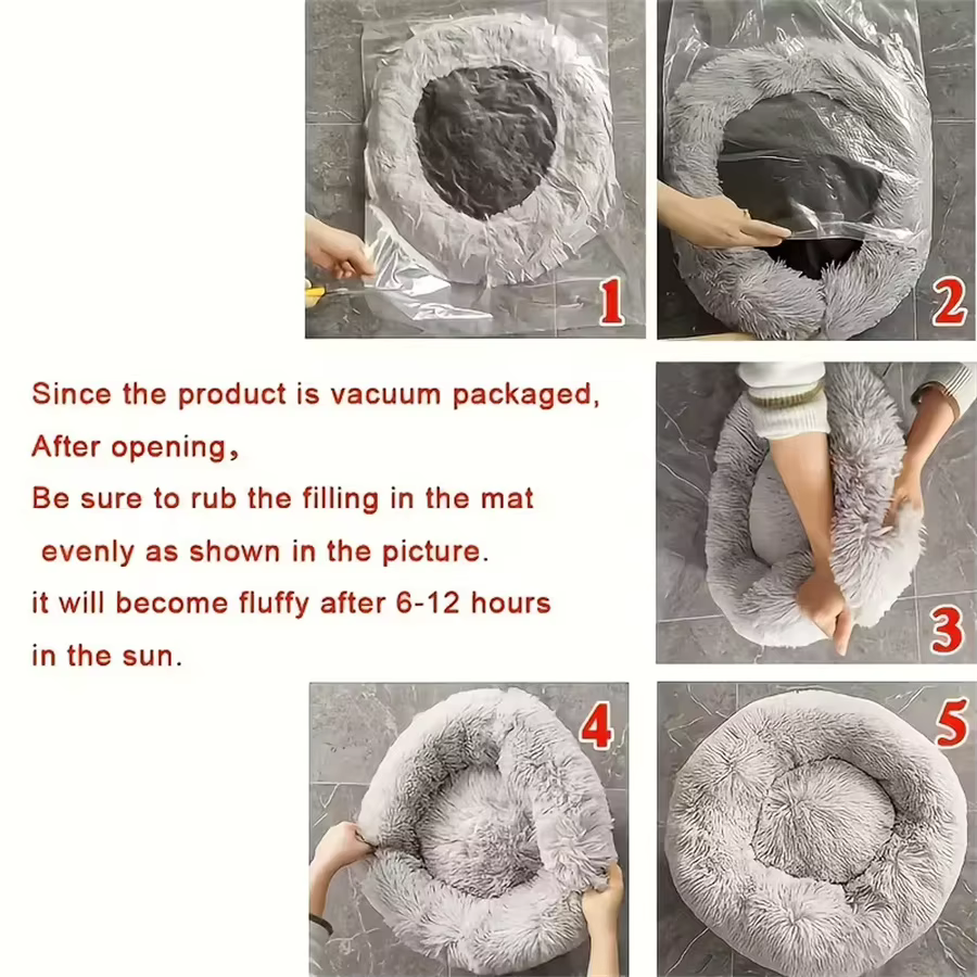 Cama de Pecho Suave para Mascotas Gatos y Perros - Colchón Plush Caliente para Dormir Comodo con Funda de Felpa — imagen 6