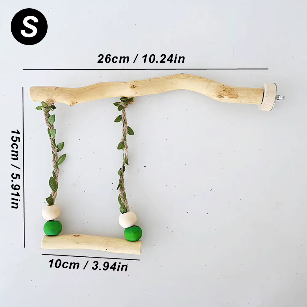 Wood Parrot Stand Pole Double Layer Swing Toy for Bird Tiger Skin Claw Grinding Beak Grinding Stand Pole Bird Cage Accessories — image 2