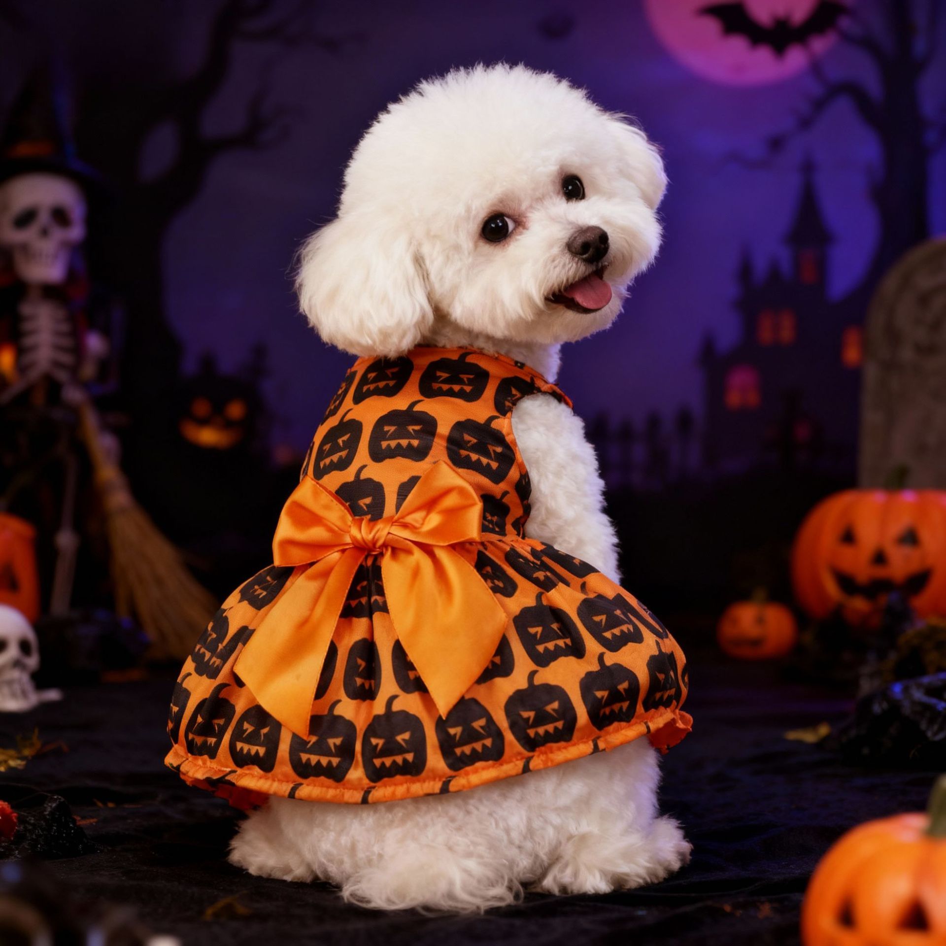 Pet Halloween Costume Dog Clothes Pumpkin Dress Bat Dress Festival Bat Outfit for Dogs — image 7