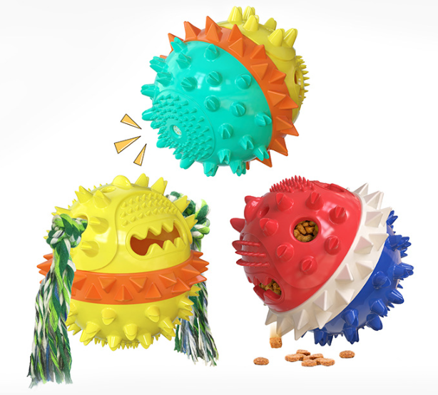 Pet teeth grinding stick makes sounds dog toys squeak and leak food balls — image 2