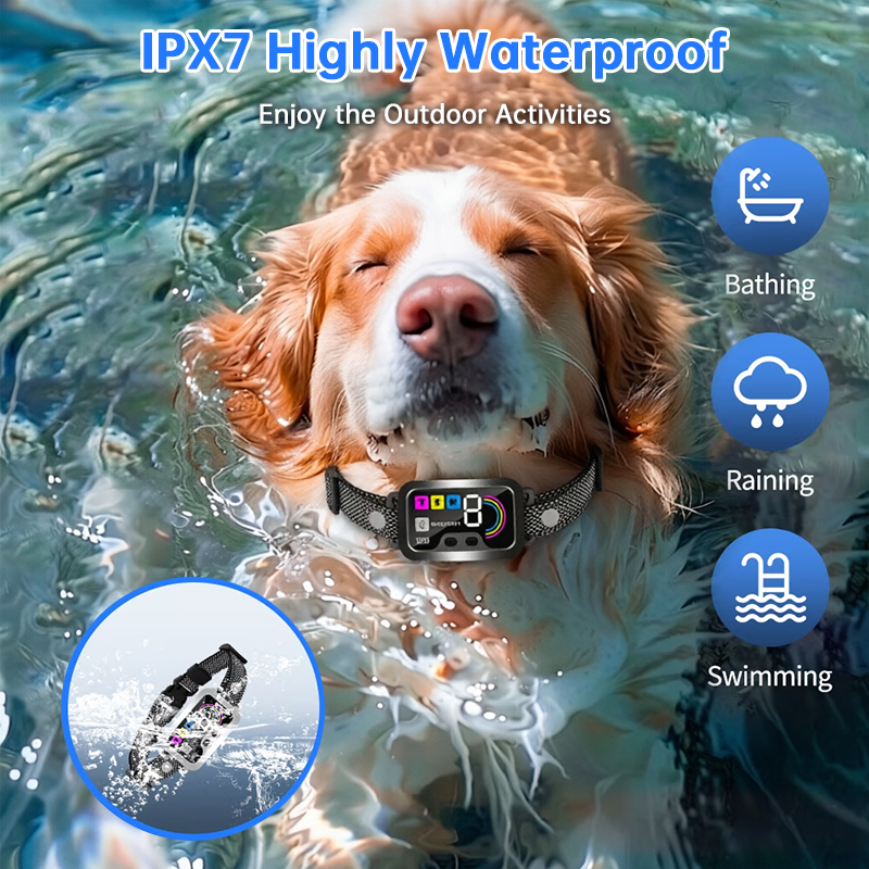 Smart Dog Bark Control Collar w/ Color Screen, Multi Stop Modes, 8-Level Sensitivity, IP67 Waterproof — image 5