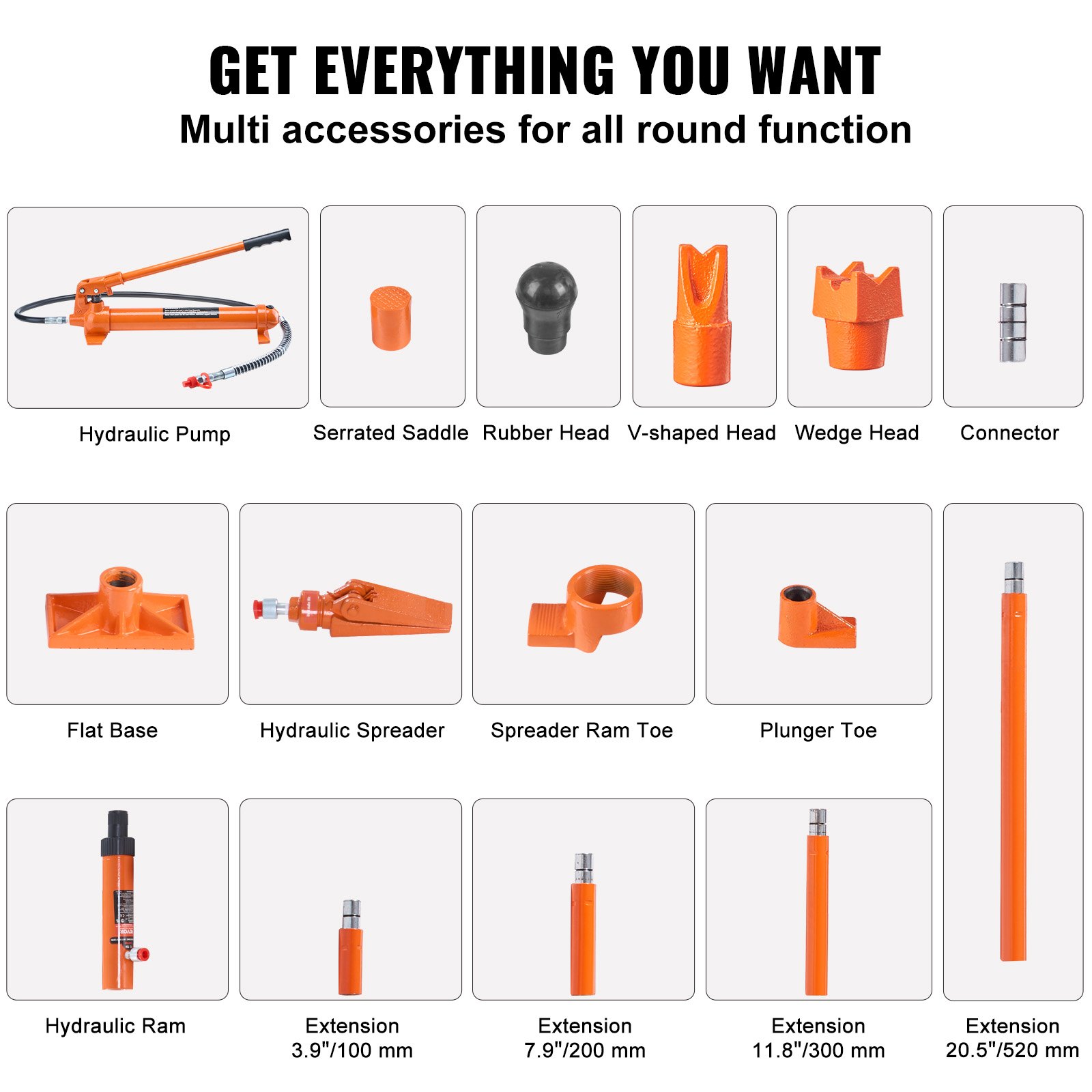 Kit Porta Power de 12 Toneladas, Gato Hidráulico Portátil con Manguera de Aceite de 4.6 Pies/1.4 M, Kit de Reparación de Carrocería y Chasis con Estuche de Almacenamiento para Autos, Camiones y Granjas — imagen 5