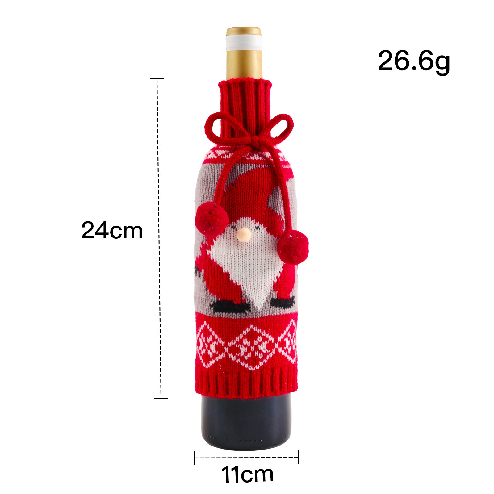 Hairball bow wine bottle set reindeer elderly man snowman knitted red wine set decorative gift ornament — image 2