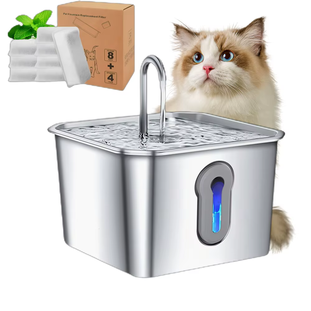 Stainless Steel Cat Water Fountain, 134oz/4L Automatic Pet Water Fountain With Ultra-Quiet Pump for Cats Dogs, Multiple Pets — image 1