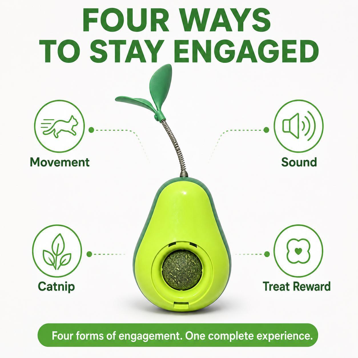 Avocado-Shaped Cat Tumbler Toy Interactive Wobble Toy That Self-Rights Includes Replaceable Feather & Catnip Ball Indoor Toy For Exercise, Entertainment, And Boredom Relief For Kittens — image 6