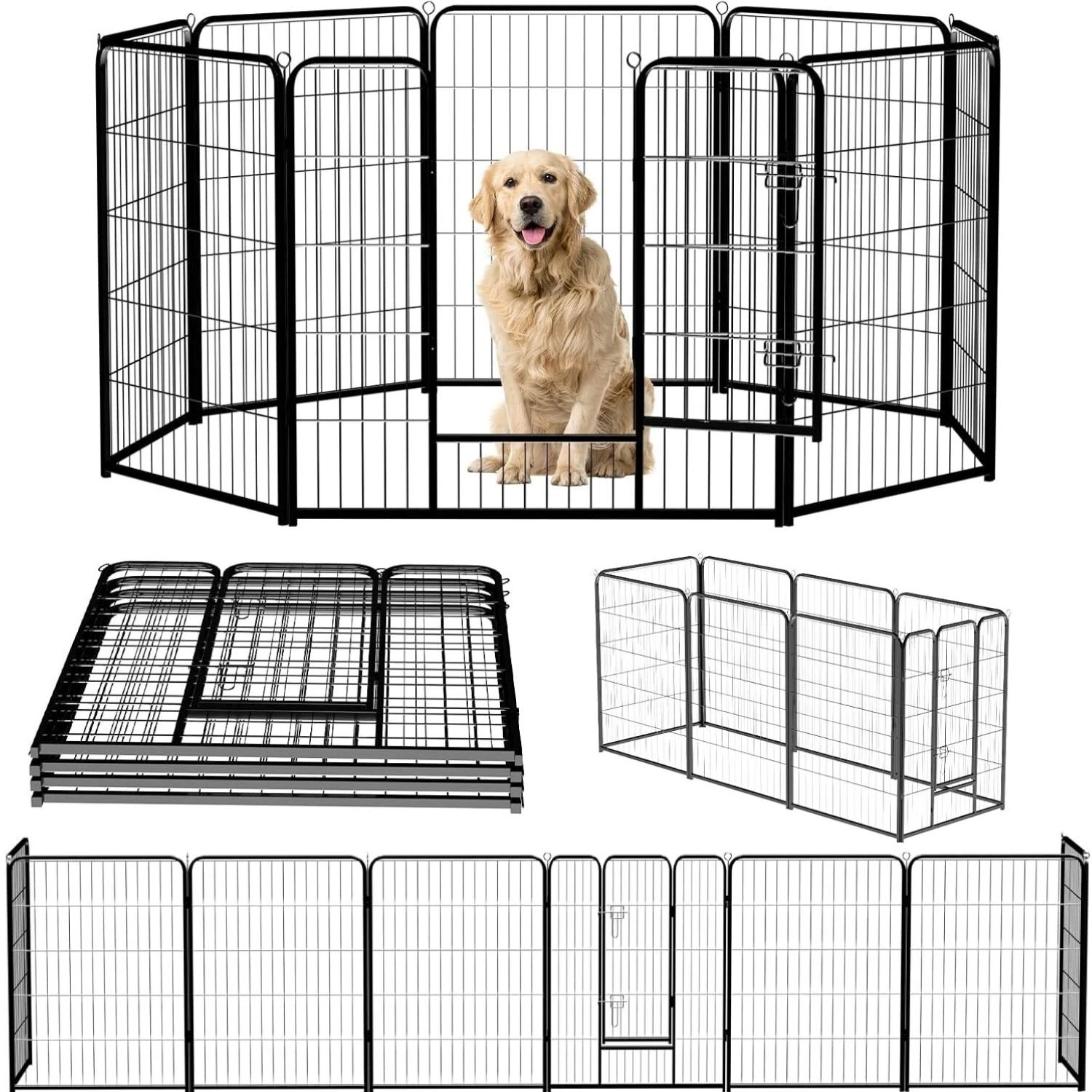 Indoor Outdoor Dog Playpen, Premium Pet Puppy Fence With Gate, Portable Cage — image 2
