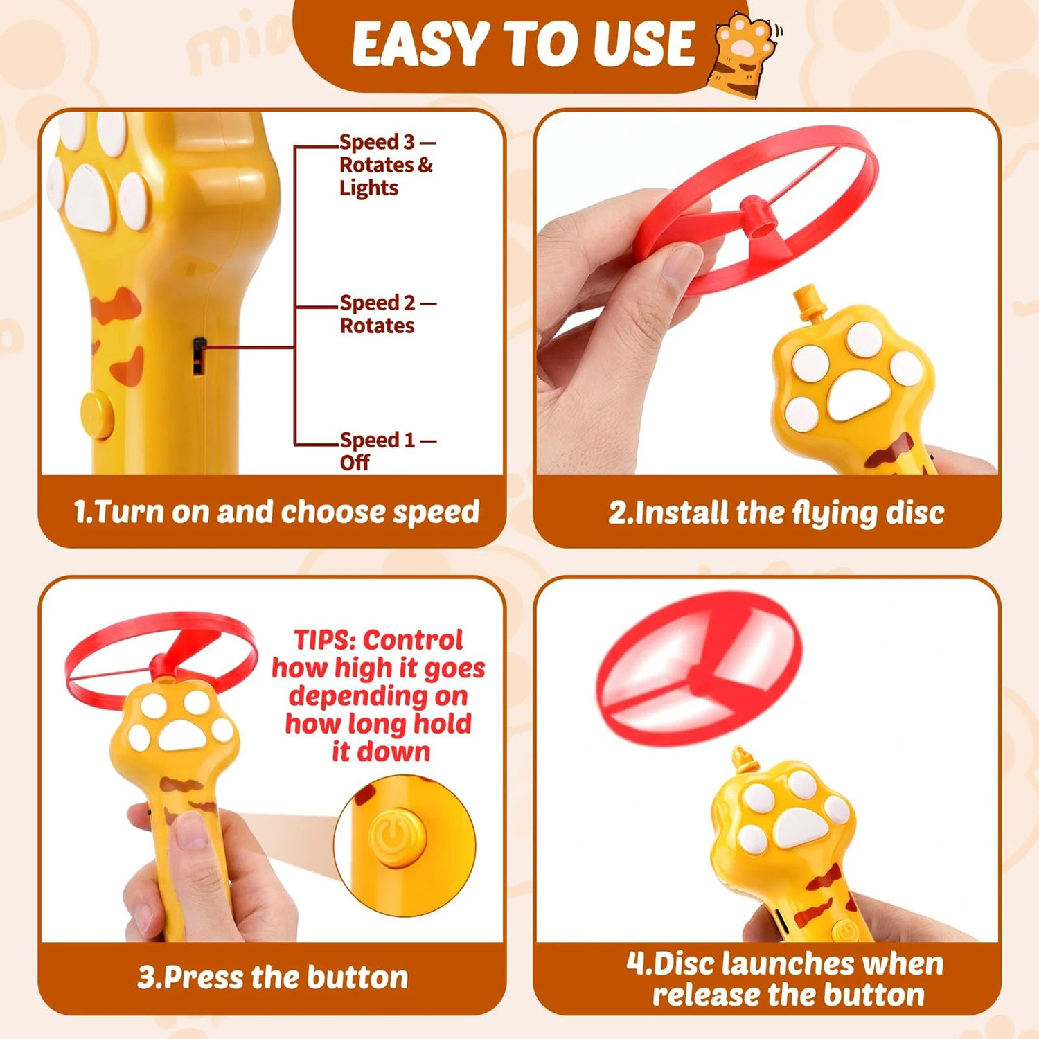 Cat Fetch Toy Flying Disc Launcher Rechargeable Interactive Cat Toys & 10 Discs — image 11