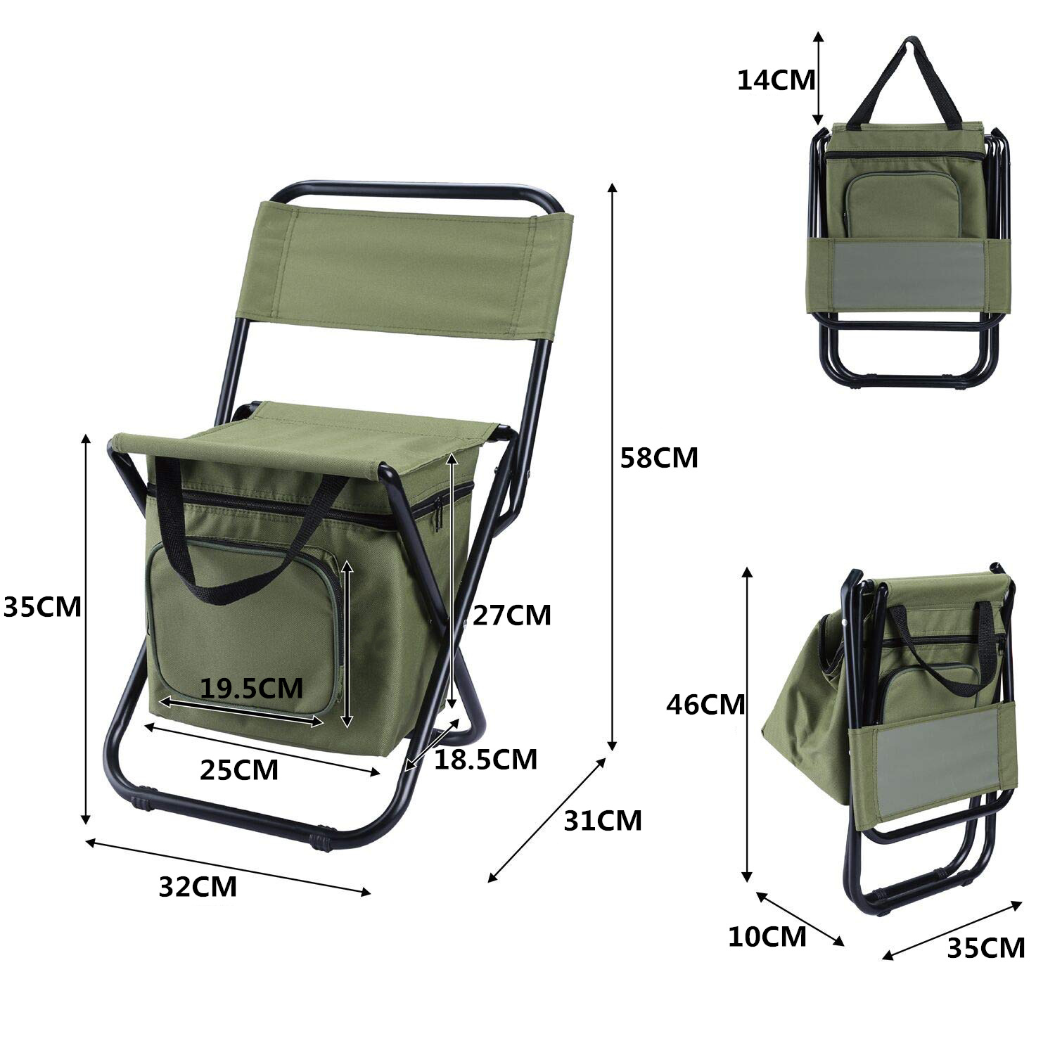 Folding Fishing Chair Backpack Insulation with Cooler Bag Portable Folding Beach Chair Seat Camping Chairs Folding Stool Chair — image 7