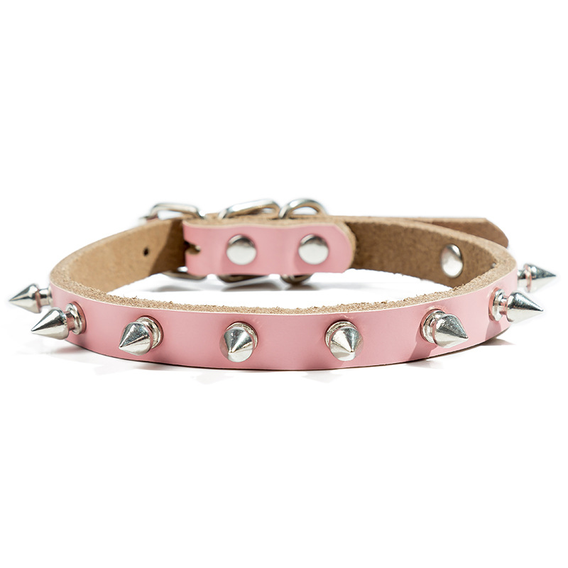Collar de Cuero Puro para Perros con Brotes Metálicos y Cierre de Tiro — imagen 7