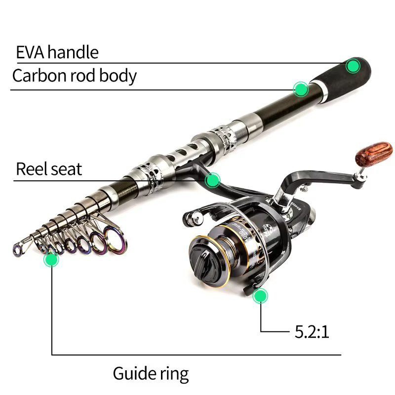 Telescopic Fish Rods Tackle Combos Carbon Fish Rod Accessories Combo Fishing Tools Equipment Diversification Fishing Supplies — image 4