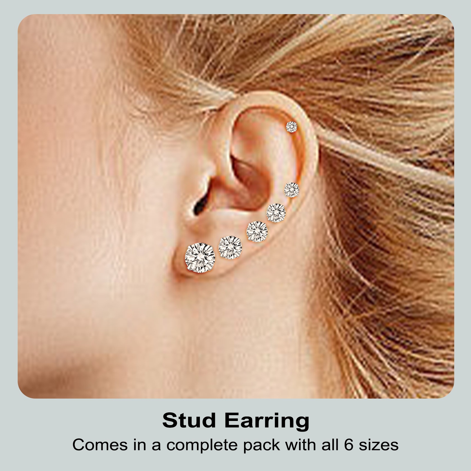 Huazi Diamond, Butterfly Buckle Titanium Steel Stud Earrings 6 Pairs — image 2