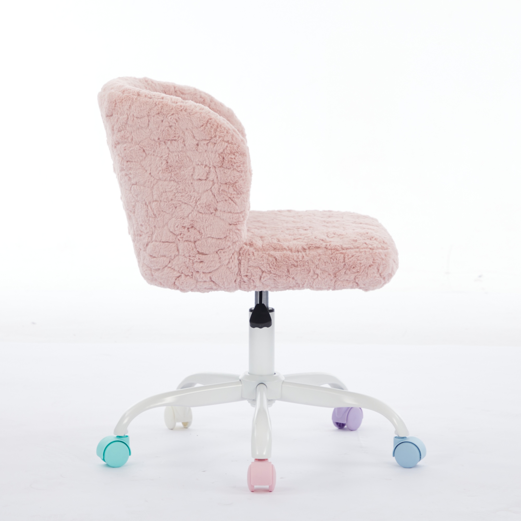 A & A Furniture Office Chair, Artificial Rabbit Hair Home Office Chair With Metal Base, Adjustable Desk Chair Swivel Office Chair, Vanity — image 3