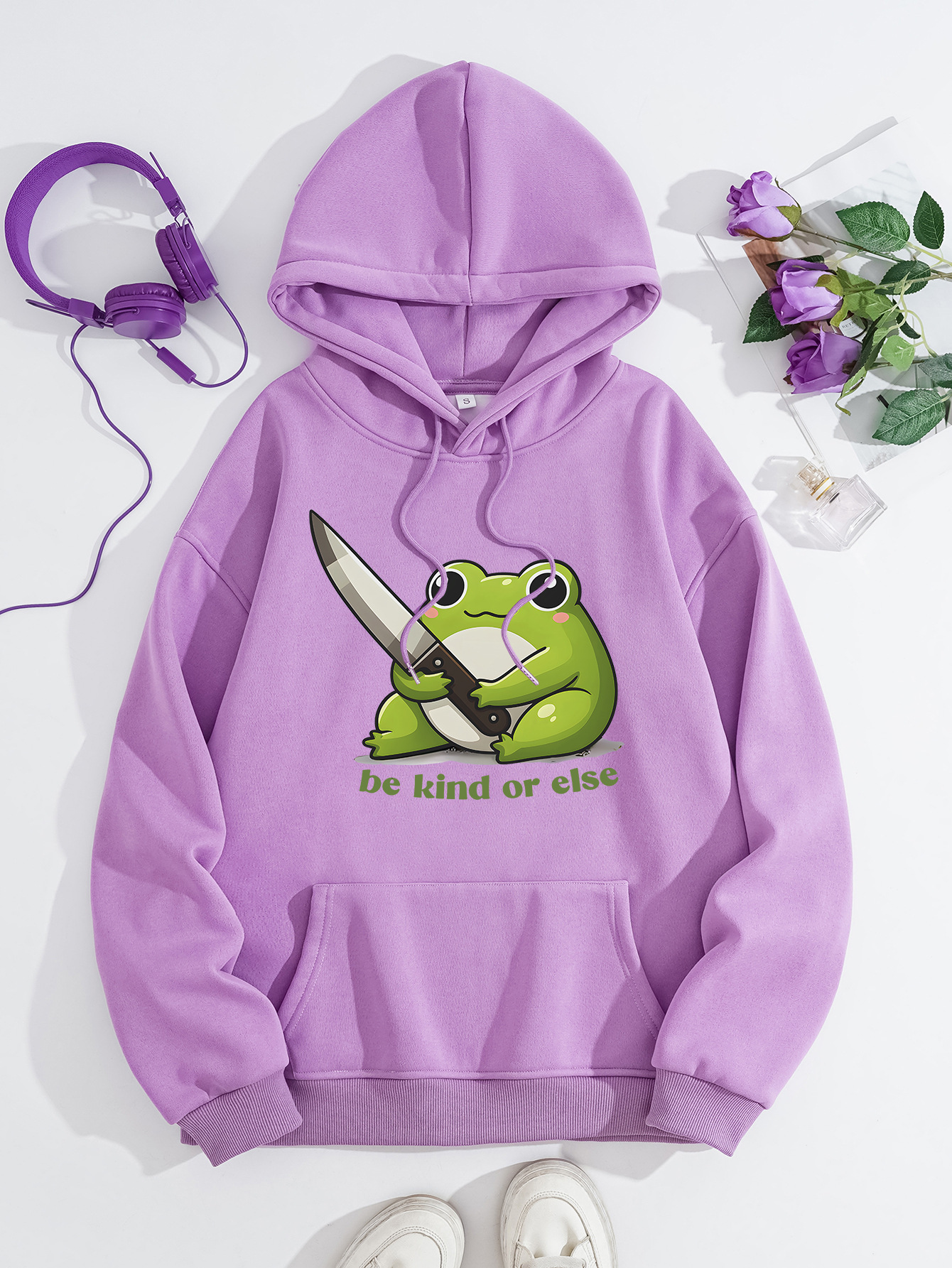 Cute frog print hoodie top — image 14