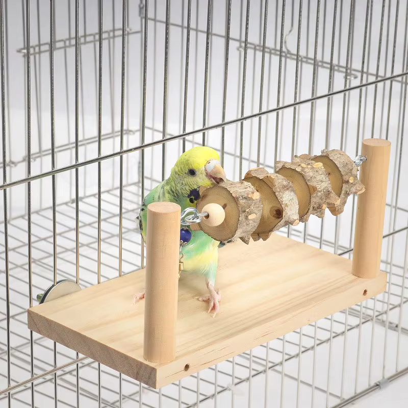 Natural Wood Pet Parrot Toy Bird Swing Exercise Climbing Standing Wooden Toys Pet Parrot Macaw Hammock Bird Toy — image 2