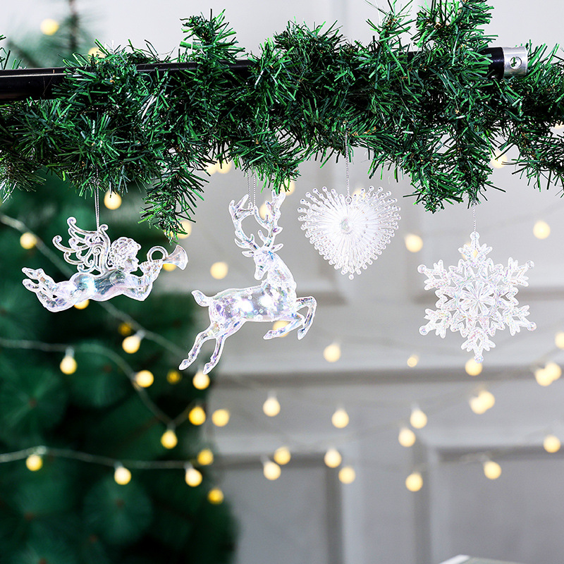 Creative Transparent Acrylic Christmas Tree Ornaments - Snowflake, Reindeer, Angel, Girl Decorations — image 2