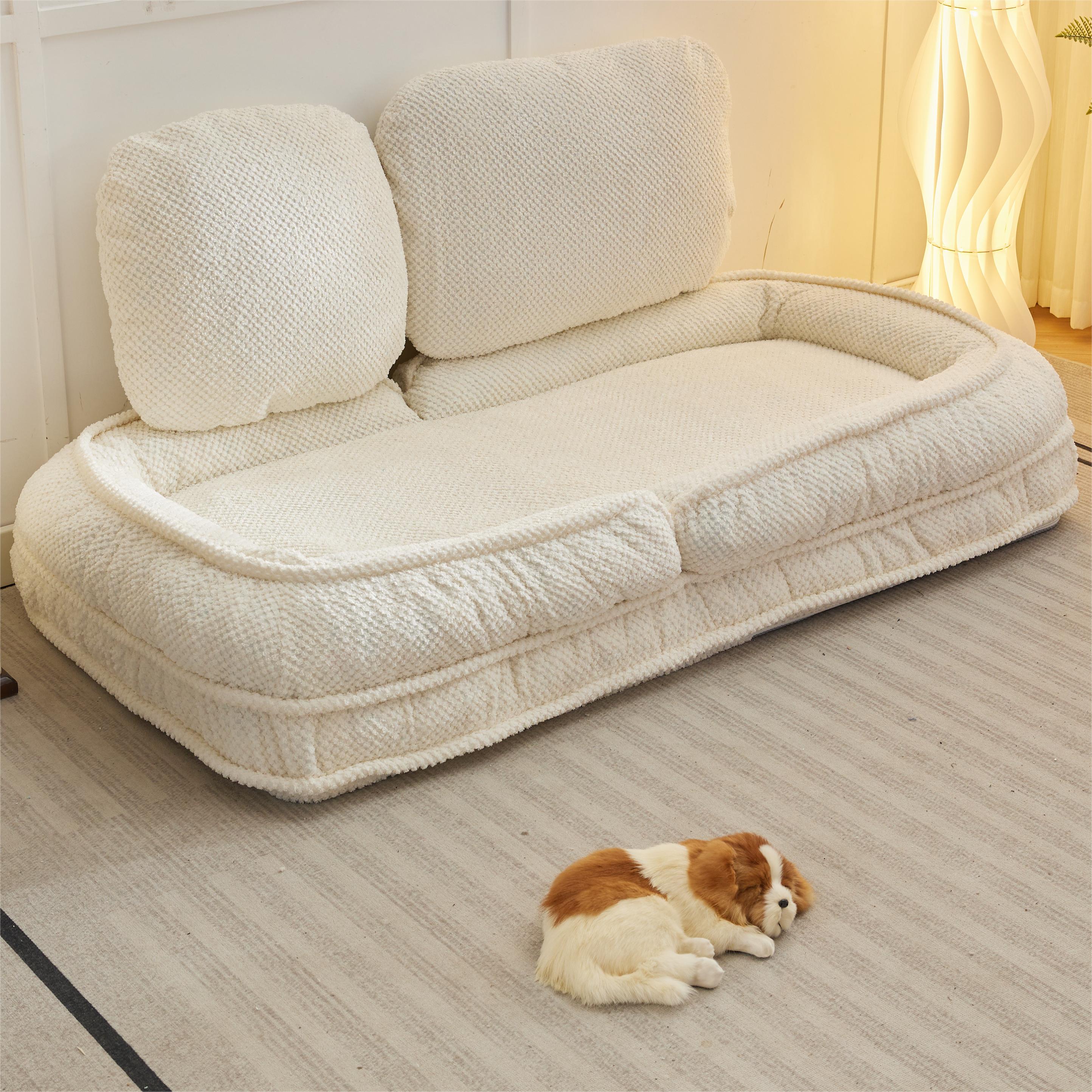 Cama para Perros Humano, Sofá Relajante, 5 Posiciones Ajustables, sentarse, dormir, plegar, ideal para sala de estar, dormitorio, Diseño Ahorrador de Espacio, Blanco — imagen 12