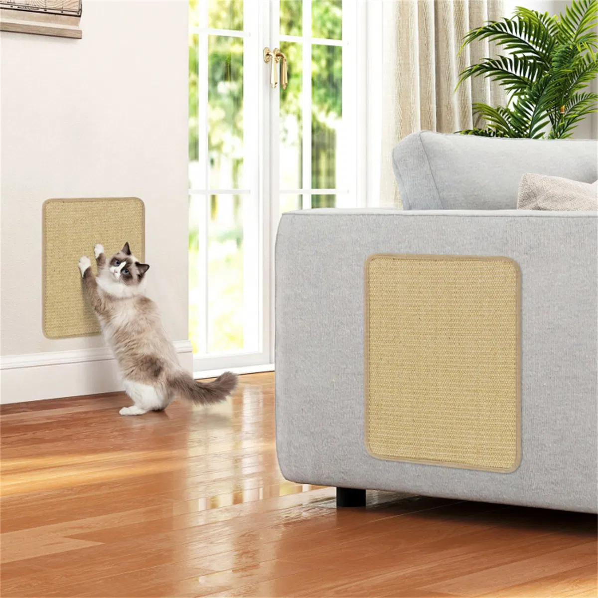 Natural 6-Piece Cat Scratching Mats, Sisal Material Anti-Slip Latex Backing Furniture Protector — image 4