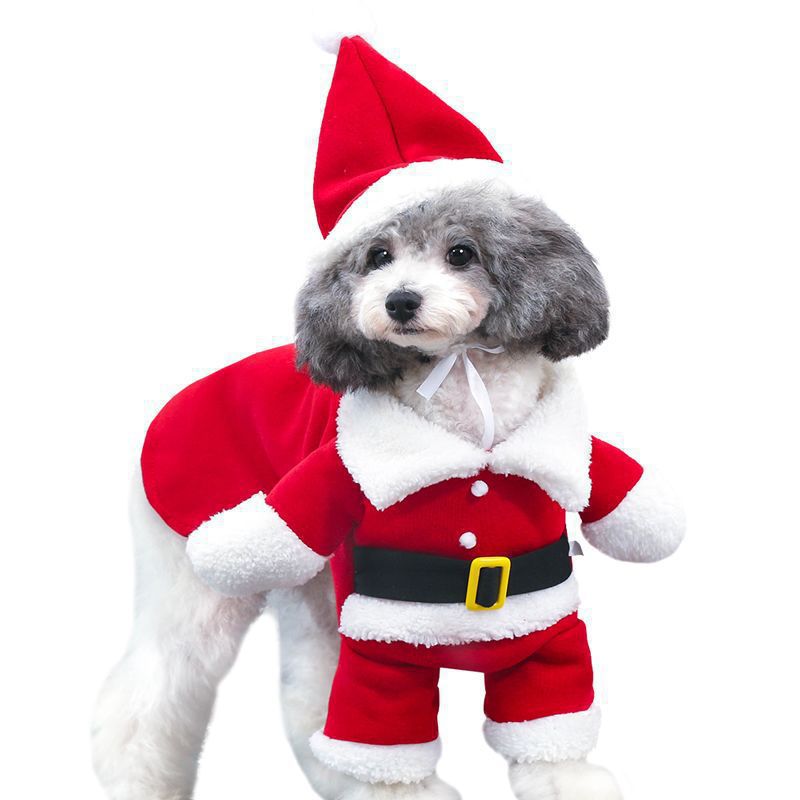 Ropa para mascotas con ropa de peluche para perros pequeños, ropa de invierno y verano con trajes de Papá Noel para gatos y perros — imagen 1