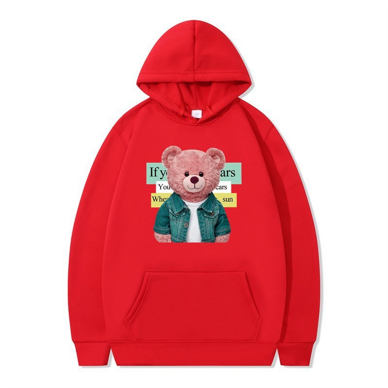 Bear Print Women's Long Sleeve Hooded Sweatshirt Bulk — image 8