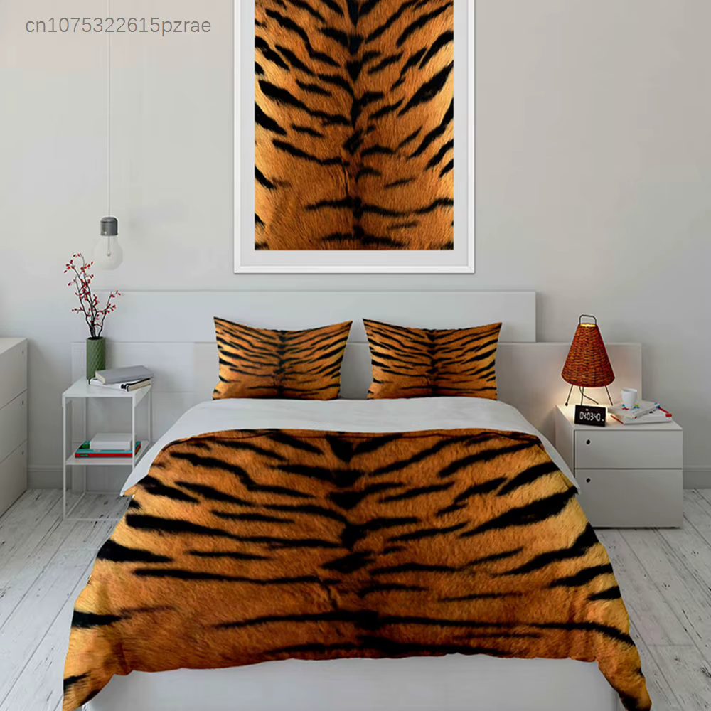 "Wild Tiger Print Decor Set" Multiple Sizes kid's And adults' Bedroom Exquisite 3PC Bedding set, Gift — image 4