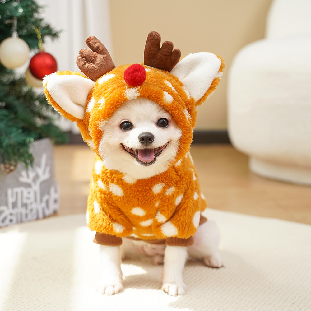 Pet Dog Cat Christmas Cat Clothes Elk Autumn and Winter Plush Medium Dog Fighting Cat Supplies Transformation Clothes — image 6