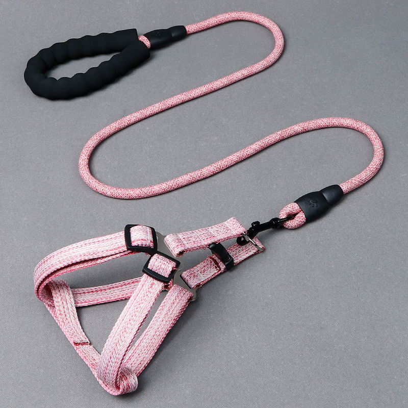 Adjustable Explosion-Proof Chest Strap Dog Leash Plain Linen Round Rope Pet Leash — image 2
