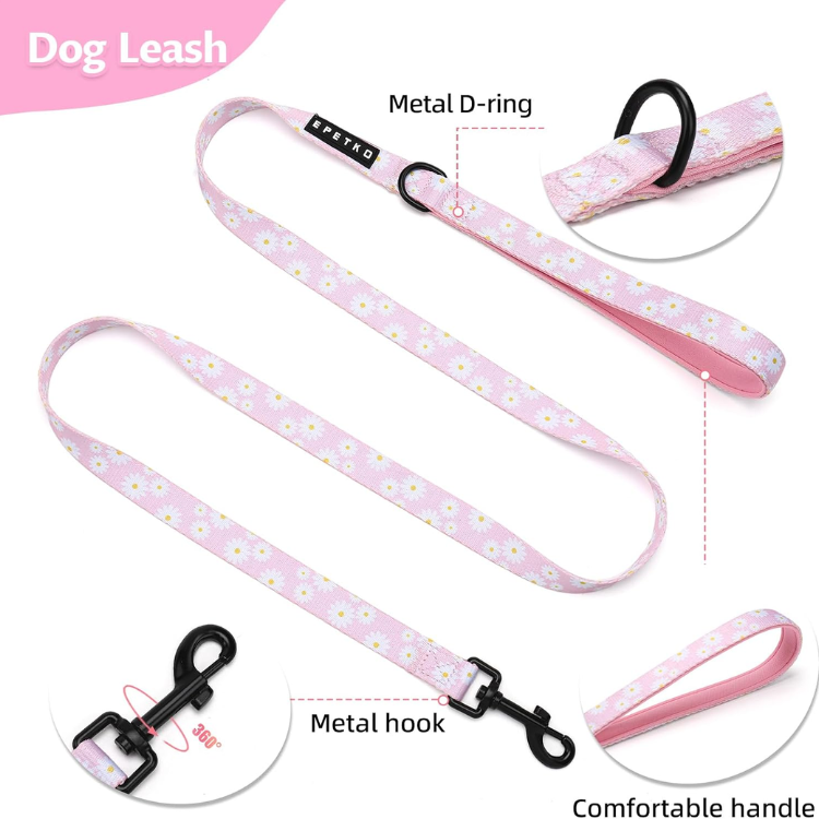 Small Dog Harness And Leash Set Of 6, No Pull Soft Lightweight Mesh Puppy Harness, Adjustable Cute Floral Pattern Pet Harness For Small Medium Dogs — image 2