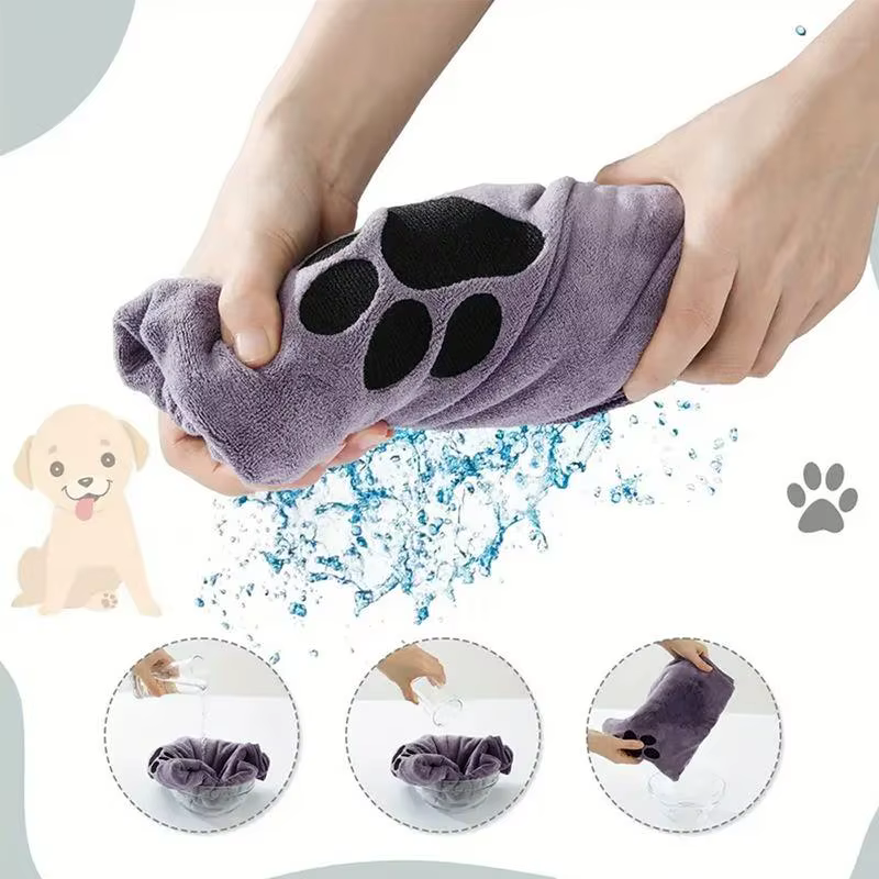 Pet Bath Towel Microfiber Embroidered Super Soft Absorbent Towel For Dogs Cat Grooming Supplies Cleaning Tool — image 4
