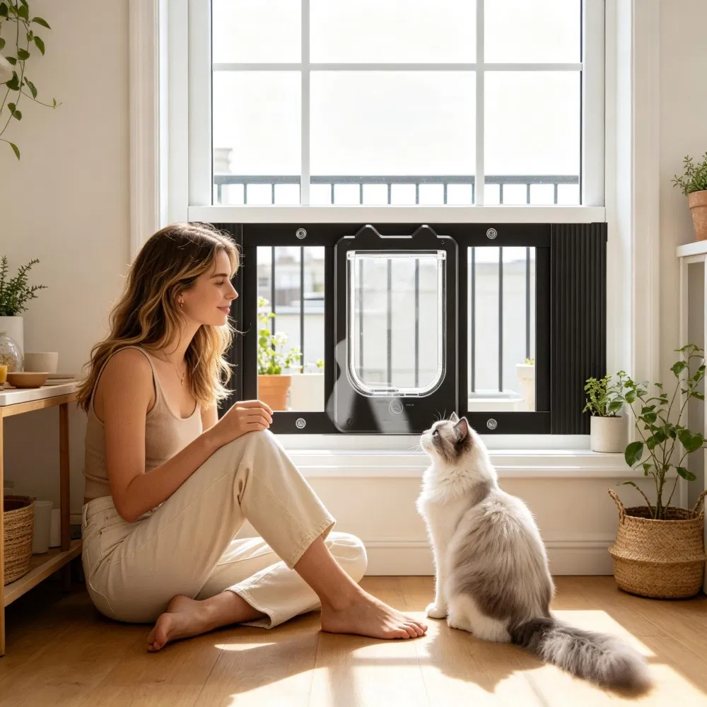 Cat Door for Window with Adjustable Length for Indoor — imagen 2