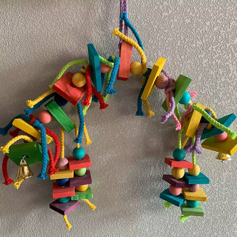 Bird Toy Parrot Colorful Wooden Chewing Toy — image 4