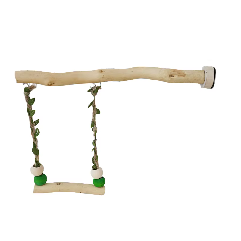 Wood Parrot Stand Pole Double Layer Swing Toy for Bird Tiger Skin Claw Grinding Beak Grinding Stand Pole Bird Cage Accessories — image 6