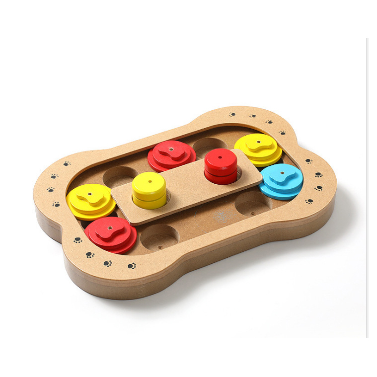 Pet Dog Puzzle Toy Bone Paw Print New Wooden Toy Feeding Multifunctional Pet Toy — image 4