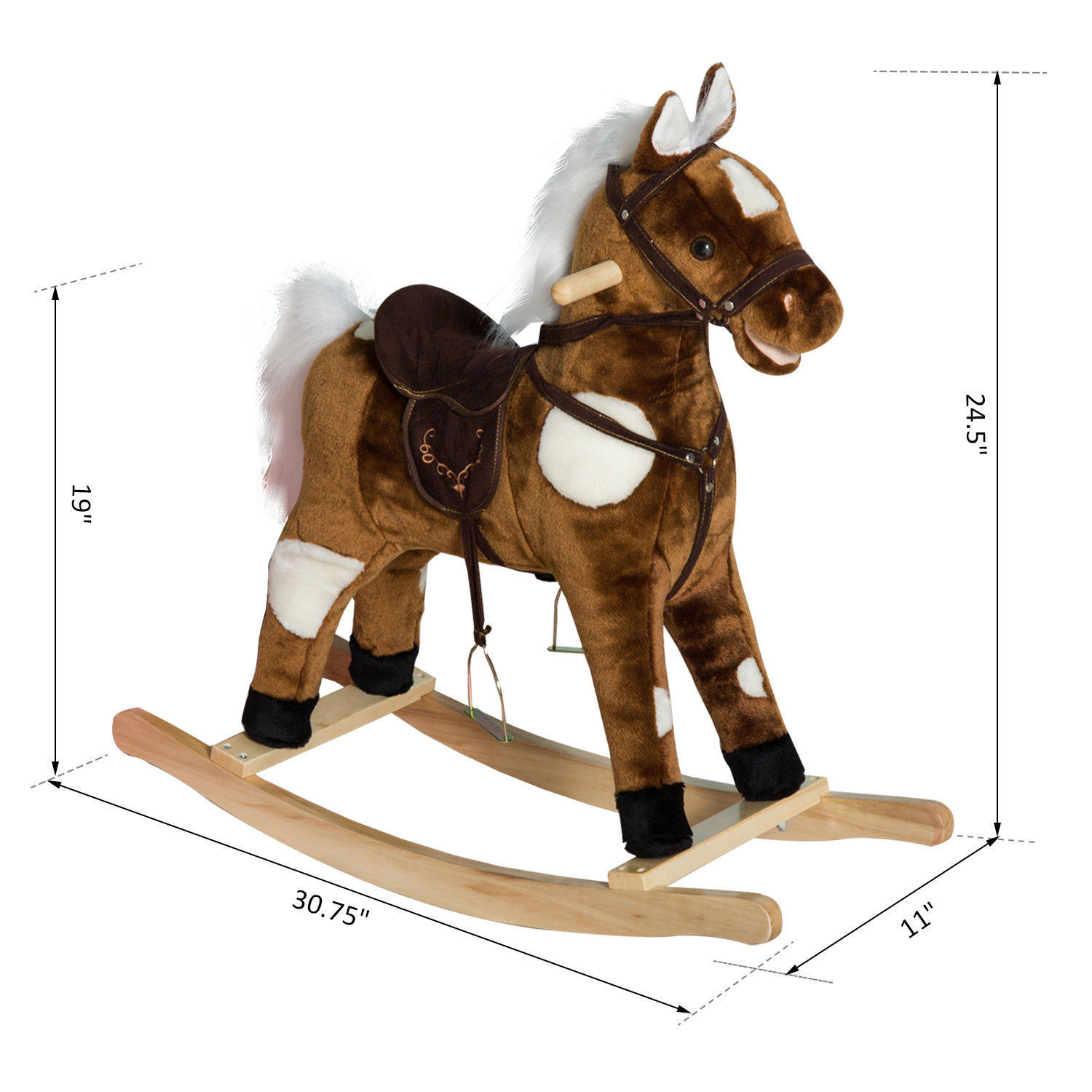 Caballo de Plush para Niños con Música de Canciones Infantiles - Marrón Oscuro — imagen 6
