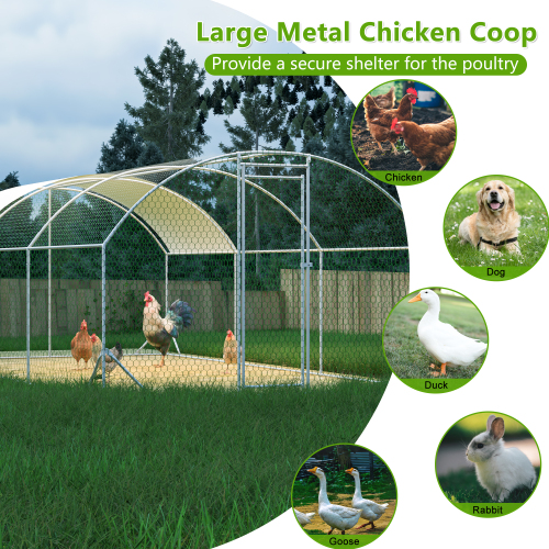 Large Chicken Coop Metal Chicken Run With Waterproof And Anti-UV Cover, Dome Shaped Walk-in Fence Cage Hen House For Outdoor And Yard Farm Use, 1 Tube Diameter, 9.84 X 19.68 X 6.56 — imagen 4