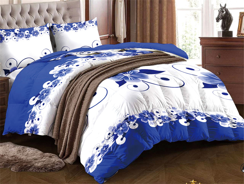 Conjunto de 3 Piezas de Cubierta de Duvet, Diseño de US Azul y Blanco Florales Botánicos Impresos en Alta Densidad, Con Cierre de Corcheta y Cordones de Esquina, Materiales de Cama Amigables con Mascotas — imagen 14