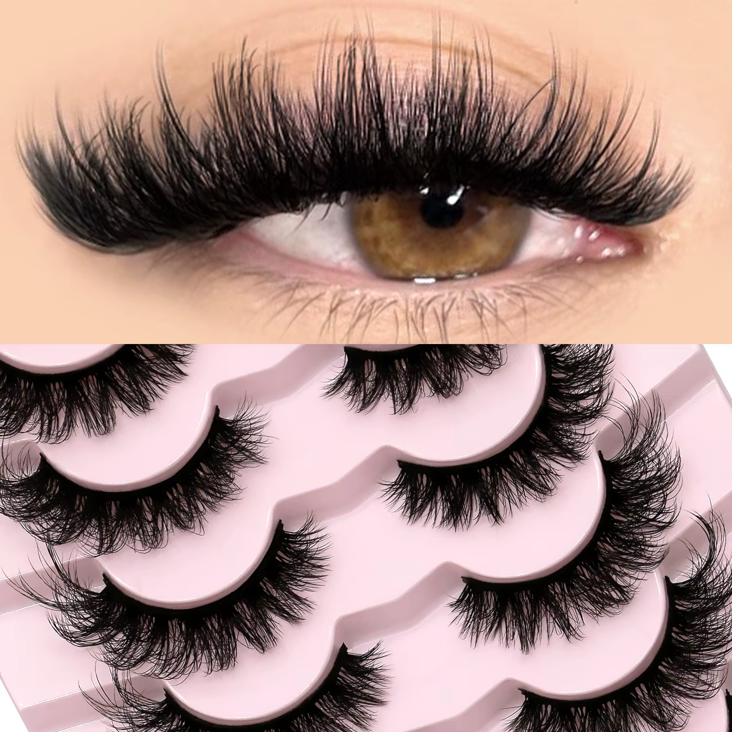 GROINNEYA False Eyelashes 3D Mink Lashes Cat Eyelashes Fluffy Wispy Volume Lashes Fake EyeLashes Natural Lashes Strips Makeup — image 2